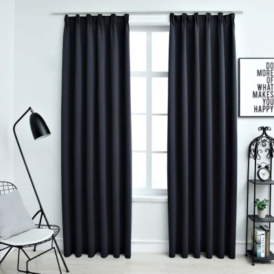 Draperii opace cu c&amp;acirc;rlige, 2 buc., antracit, 140 x 175 cm foto