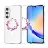 Husa pentru samsung galaxy a36 5g, atasare magnetica, magsafe, pink wreath 5, clear