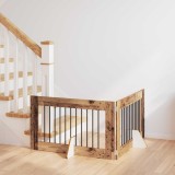 vidaXL Poartă pentru c&acirc;ini cu suporturi 2 pcs Lemn vechi 100 x 60 cm 892113