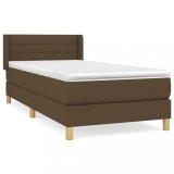 Cumpara ieftin Pat box spring cu saltea, maro inchis, 90x190 cm, textil