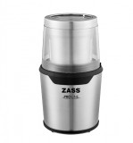 Rasnita de cafea Zass ZCG 10, Putere 200W, Sistem 2 in 1 pentru cafea si condimente, Capacitate 85g, Inox - RESIGILAT