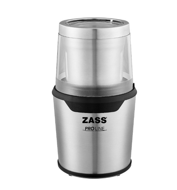 Rasnita de cafea Zass ZCG 10, Putere 200W, Sistem 2 in 1 pentru cafea si condimente, Capacitate 85g, Inox - RESIGILAT