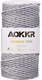 Sul de ata pentru macrame Aokkr, bumbac, gri, 100 m