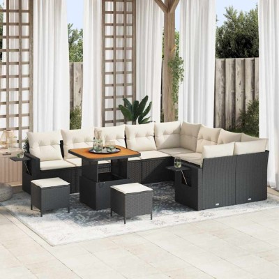 vidaXL Set de canapele pentru grădină 12 pcs Negru poliratan 3361780 foto