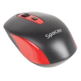 MOUSE Spacer, PC sau NB, wireless, 2.4GHz, optic, 1600 dpi, butoane/scroll 4/1, negru cu rosu, baterii incluse 2x AAA, ambalaj blister, &quot;SPMO-WS01-BKR