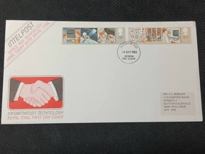 Anglia 1982 - Tehnologia de informatie, serie pe FDC foto