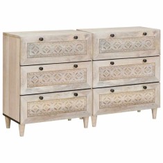 vidaXL Bufet 2 pcs Alb 60 x 33 x 75 cm Lemn masiv de mango