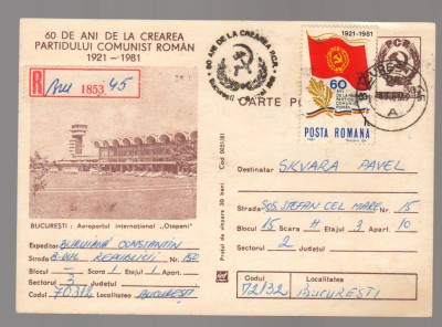 CPIB 23897 CARTE POSTALA - AEROPORTUL INTERNATIONAL BUCURESTI - OTOPENI, CIRCULATA, 1981 foto