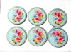 Set 6 Suporturi Pahare Flori Rosii Albastre, Handmade, Decupaj, Diametru 9cm