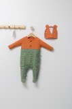 Cumpara ieftin Set salopeta cu caciulita pentru bebelusi King, Tongs baby (Culoare: Portocaliu, Marime: 3-6 Luni)