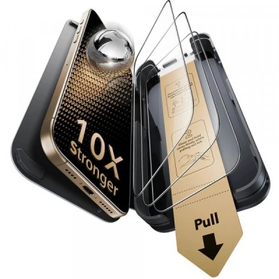 Folie de protectie Ecran ESR Corning UltraFit pentru Apple iPhone 17 Pro Max, Sticla Securizata, Full Glue, Set 3 bucati foto