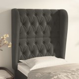 VidaXL Tăblie de pat cu aripioare gri &icirc;nchis 83x23x118/128 cm catifea