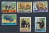 248-LIBERIA-Animale din Africa-hipopotam-pantera-Serie de 6 timbre nestamp MNH, Nestampilat