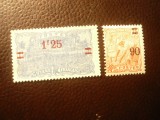 2 Timbre Guyana Franceza 1924 Motive locale ,supratipar val. noua, Nestampilat