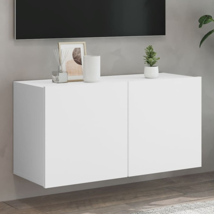 vidaXL Comodă TV de perete, alb, 80x30x41 cm