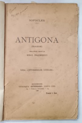 ANTIGONA , tragedie de SOFOCLE , 1896 foto
