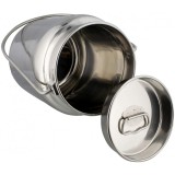 Cumpara ieftin Recipient inox cu capac si maner pentru depozitare lapte, miere sau ulei