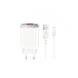 Incarcator Retea Cu Cablu Lightning XO Design CE19, 18W, 3A, 1 x USB-A, Alb