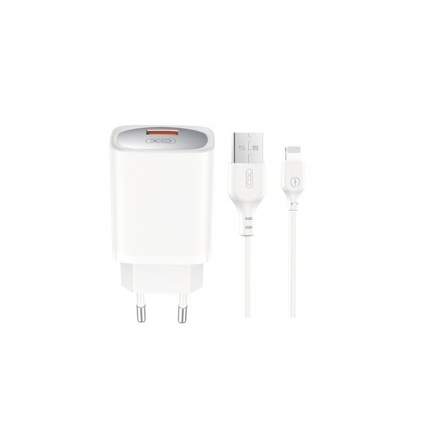 Incarcator Retea Cu Cablu Lightning XO Design CE19, 18W, 3A, 1 x USB-A, Alb