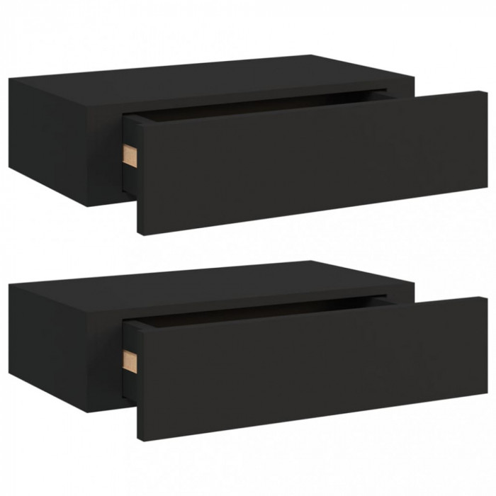 Dulap de perete cu sertare, 2 buc., negru, 40x23,5x10 cm, MDF