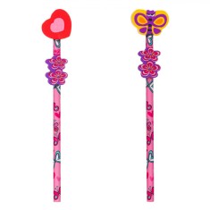Set Creioane școlare, Model Fluture și Inimă, Multicolor, 2 Bucăți
