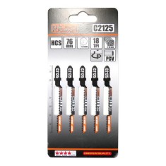 Panza, lama, fierastrau pendular, pentru lemn, HCS, prindere tip T, taiere curbata, 18 TPI, set 5 buc, 76 mm, Richmann GartenVIP DiyLine