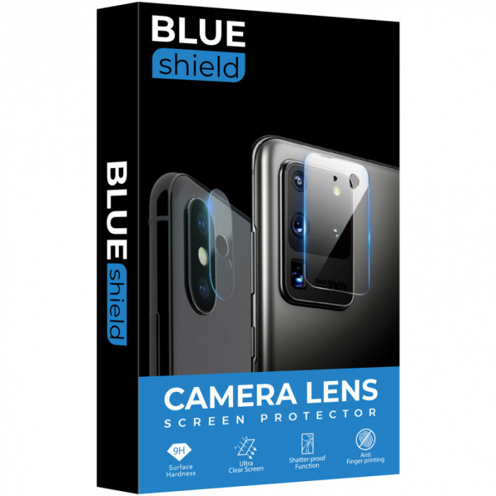 Folie Protectie Camera spate BLUE Shield pentru Apple iPhone 12 mini, Sticla securizata, HD, 0.7mm, 3D, 9H, Neagra