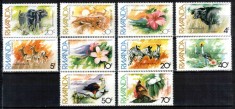 Ruanda Rwanda 1982, Mi #1196-1205 A**, fauna, flora, animale salbatice, pasari, MNH, cota 7,50 &euro;!
