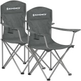 SONGMICS Set 2 scaune pliabile camping cu suport bauturi, husa transport, 150 kg, 54x86x97 cm, gri Household NewTrend