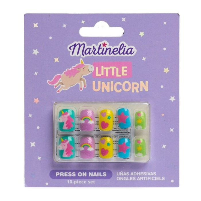 Set 10 unghii false Unicorn Nails, cu adeziv Press-On, pentru fetite, Martinelia 35045