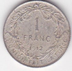 BELGIA 1 FRANC 1912 foto