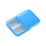 Cumpara ieftin Cutie depozitare medicamente, 2 compartimente, Glisanta, Patrata, Inchidere etans - Albastru