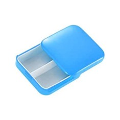 Cutie depozitare medicamente, 2 compartimente, Glisanta, Patrata, Inchidere etans - Albastru