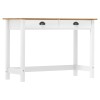 Masa Consola Gossi Hill, 110x45x74 cm, Lemn Masiv Pin, 2 Sertare, Alb/Natural