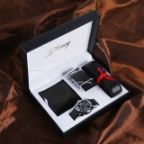 Cumpara ieftin Set Cadou Barbati: Ceas, Curea Piele &amp; Portofel Negru RegalSmart - Elegant, Quartz, Business
