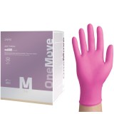 Manusi nitril ONE MOVE M (7-8), roz, nepudrate, 250 buc set , extractie igienica prin manseta
