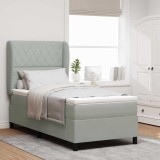 Cumpara ieftin Pat cu arcuri cu saltea Gri deschis 200 x 90 cm Catifea