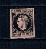 1867 - Carol I cu favoriți, 20 parale, neștampilat, cu șarniera