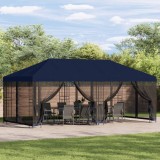 vidaXL Pavilion cu panouri laterale 6 x 3 m albastru Poliester și oțel 3375988
