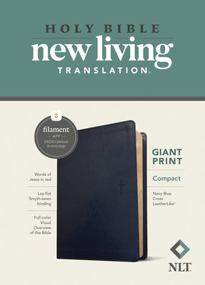 NLT Compact Giant Print Bible, Filament Enabled Edition (Red Letter, Leatherlike, Navy Blue Cross) foto
