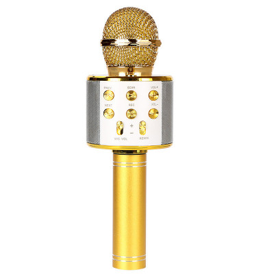 Microfon Wireless Karaoke MRG MWS858, Bluetooth, Reincarcabil, Boxa, Auriu C1033 foto