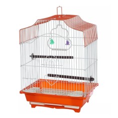 Colivie Patrata 39 x 30 x 23 cm, pentru pasari exotice, Tava Rosu