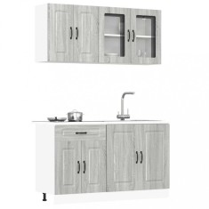 vidaXL Set de dulapuri de bucătărie 4 piese &bdquo;Kalmar&rdquo; lemn Sonoma gri 3314857