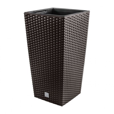 Ghiveci de flori patrat, RATO square, 32.5 x 32.5 cm, H 61 cm, 21/49 L, imitatie ratan, maro, Prosperplast foto
