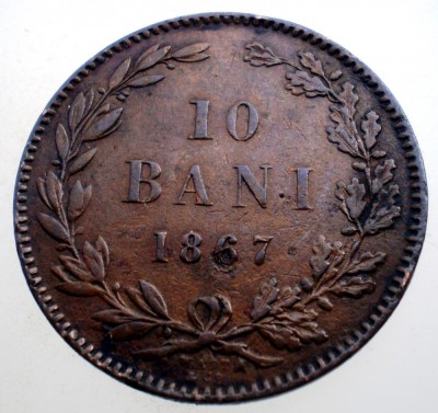 R.080 ROMANIA 10 BANI 1867 W foto