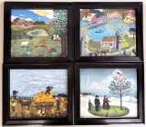 Antimpurile - Set 4 tablouri cu reproduceri de arta naiva, picturi naive inramate