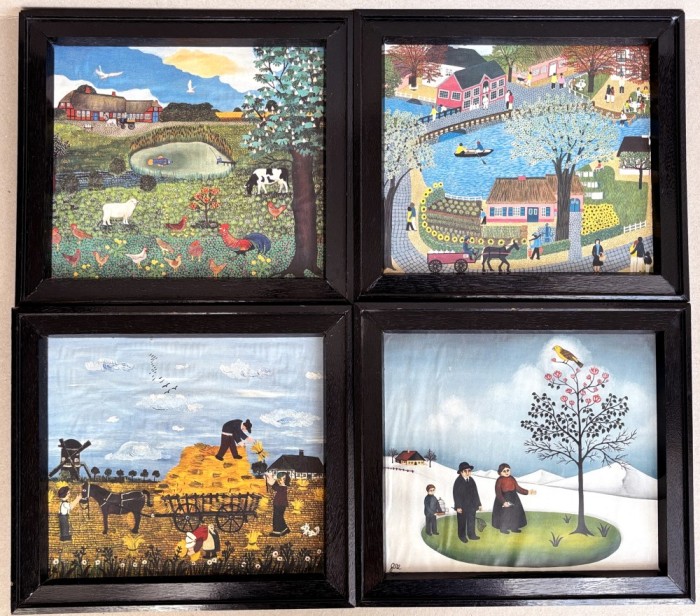 Antimpurile - Set 4 tablouri cu reproduceri de arta naiva, picturi naive inramate