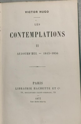 Les contemplations 1845-1856 - Victor Hugo - vol. II foto