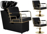 Set scafa coafor profesionala unitate spalare model Zion 2 scaune coafura suport hidraulic pivotant picioare accesorii bol ceramic