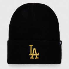 47brand caciula MLB Los Angeles Dodgers culoarea negru, din tricot gros